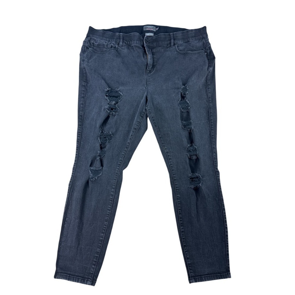 Torrid Bombshell Skinny Jeans 24R‎ Black Distressed Premium Stretch Plus Size